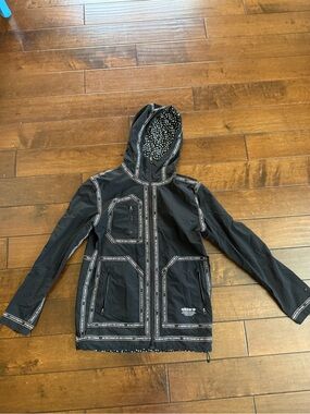 adidas Black Lightweight Hooded Jacket with Contrast Trim